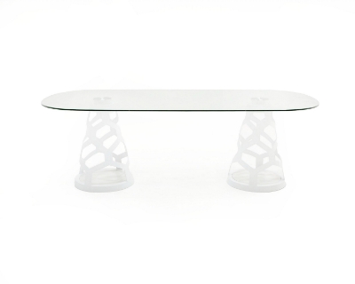 Picture of Modrest Lilly - Modern White and 15mm Glass Rectangular Dining Table