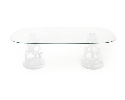 Picture of Modrest Lilly - Modern White and 15mm Glass Rectangular Dining Table