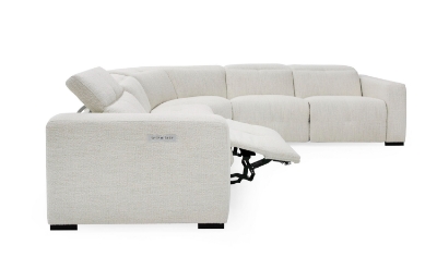 Picture of Divani Casa Beck- Contemporary White Fabric Sectional Sofa with 3 Recliners