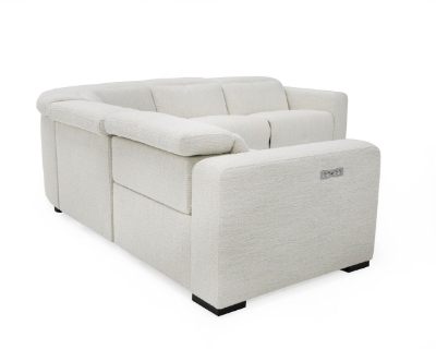 Picture of Divani Casa Beck- Contemporary White Fabric Sectional Sofa with 3 Recliners