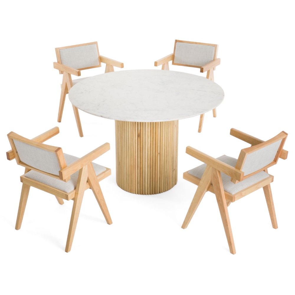 Picture of Modrest - Cambridge White Marble & Mango Round Dining Table