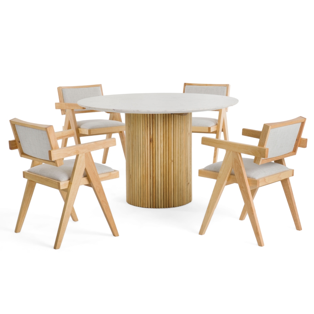 Picture of Modrest - Cambridge White Marble & Mango Round Dining Table