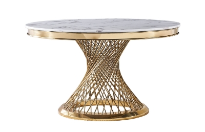 Picture of Modrest Potter - White Marble & Gold Stainless Steel Round Dining Table