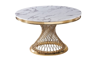 Picture of Modrest Potter - White Marble & Gold Stainless Steel Round Dining Table