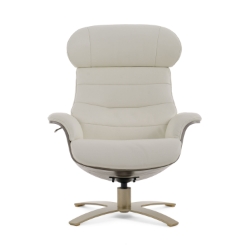 Picture of Divani Casa Abrons - Mid-Century Modern Light Grey Leather Lounge Chair & Ottoman