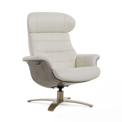 Picture of Divani Casa Abrons - Mid-Century Modern Light Grey Leather Lounge Chair & Ottoman