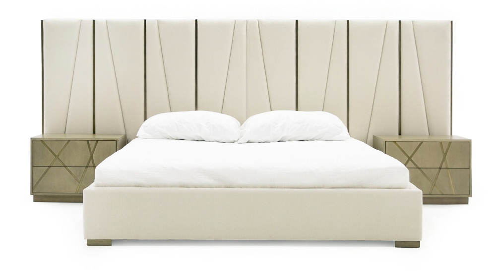 Picture of Modrest Nixa - Modern Beige Velvet + Brushed Bronze Bed