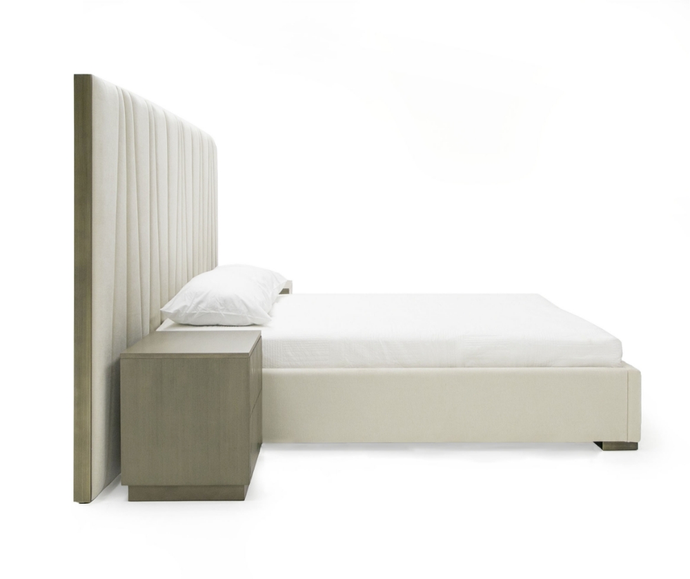 Picture of Modrest Nixa - Modern Beige Velvet + Brushed Bronze Bed