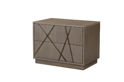 Picture of Modrest Nixa - Modern Beige Velvet + Brushed Bronze + Birch Bed + Nightstands-queen