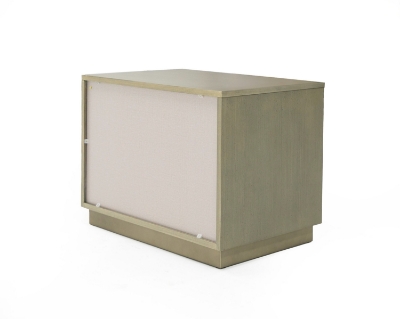 Picture of Modrest Nixa - Modern Wide Birch + Brushed Bronze Nightstand