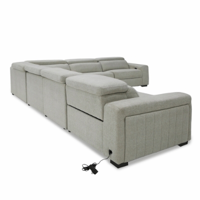 Picture of Divani Casa Gering - Modern Beige Fabric Sectional With 2 Power Recliners