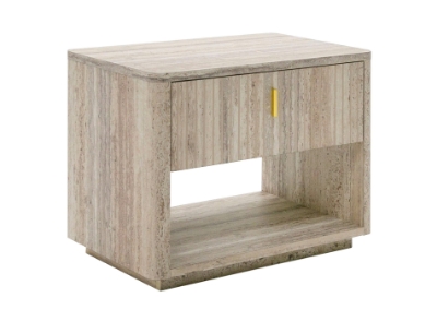 Picture of Nova Domus Roma - Modern Faux Travertine + Gold Nightstand