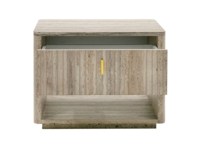 Picture of Nova Domus Roma - Modern Faux Travertine + Gold Nightstand