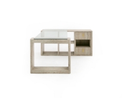 Picture of Nova Domus Roma - Modern Glass + Faux Travertine Reversible Desk