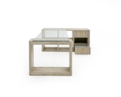 Picture of Nova Domus Roma - Modern Glass + Faux Travertine Reversible Desk