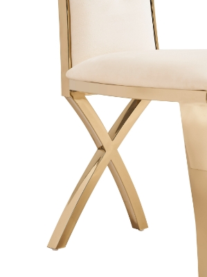 Picture of Modrest Bonnie - Modern Beige Velvet & Champagne Gold Dining Chair (Set of 2)