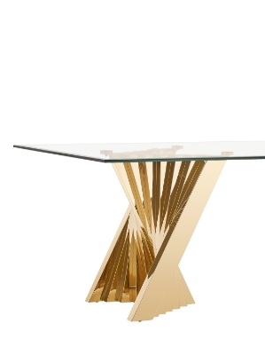 Picture of Modrest Buquet - Glam Glass + Champagne Gold Rectangular Dining Table