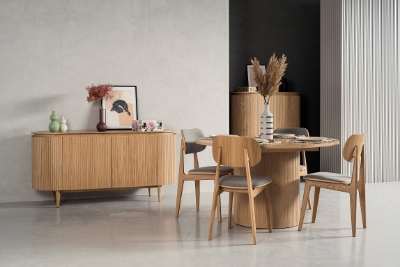 Picture of Modrest Miami - Modern Natural Oak Round Dining Table With Extension