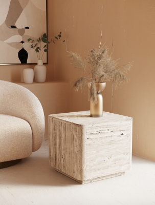 Picture of Nova Domus Roma - Modern Faux Travertine Square End Table