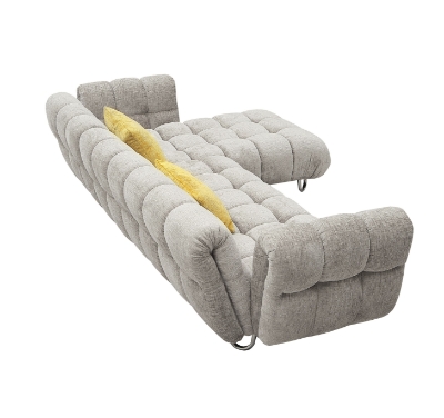 Picture of Divani Casa Jacinda - Modern Grey Fabric Right Facing Sectional Sofa with 2 Yellow Pillows