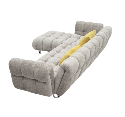 Picture of Divani Casa Jacinda - Modern Grey Fabric Left Facing Sectional Sofa with 2 Yellow Pillows