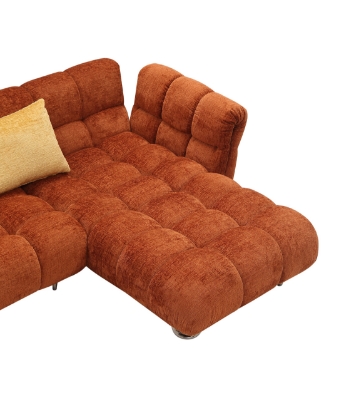 Picture of Divani Casa Jacinda - Modern Burnt Orange Fabric Right Facing Sectional Sofa + 2 Yellow Pillows