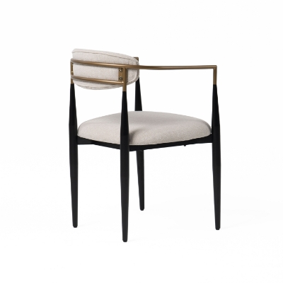 Picture of Modrest Buchtel - Mid-Century Modern Light Grey + Gold Arm + Black Dining Chair