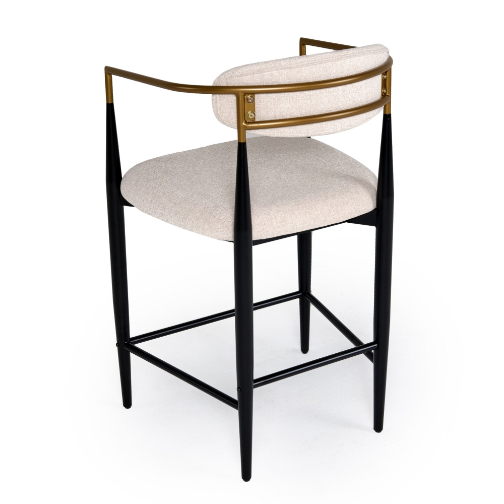 Picture of Modrest Buchtel - Mid-Century Modern Light Grey + Gold Arm + Black Counter Chair