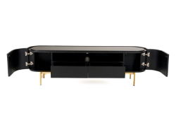 Picture of Modrest Bowie - Mid-Century Modern Black Oak + Brass TV Stand