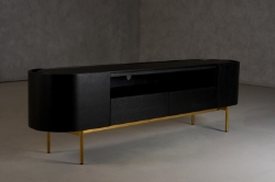 Picture of Modrest Bowie - Mid-Century Modern Black Oak + Brass TV Stand