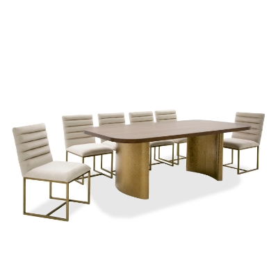 Picture of Modrest Marjorie - Modern Walnut + Brushed Gold Rectangular Dining Table