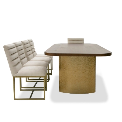 Picture of Modrest Marjorie - Modern Walnut + Brushed Gold Rectangular Dining Table