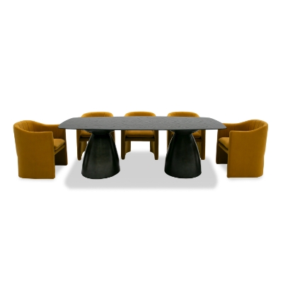 Picture of Modrest Calexico - Contemporary Black Wave Glass Rectangular Dining Table