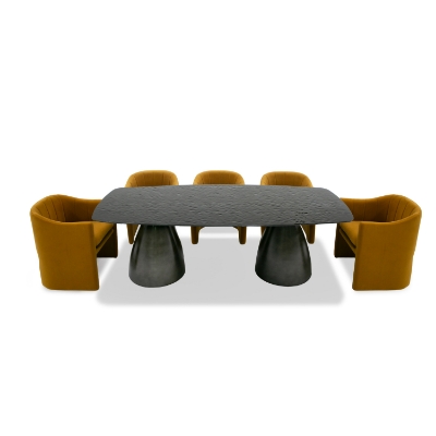 Picture of Modrest Calexico - Contemporary Black Wave Glass Rectangular Dining Table