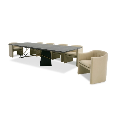 Picture of Modrest Elkhorn - Glam Black Ash + Stainless Steel 126" Dining Table