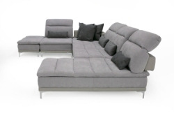 Picture of David Ferrari Horizon - Modern Grey Fabric + Grey Leather U Shaped Sectional Sofa