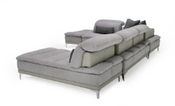 Picture of David Ferrari Horizon - Modern Grey Fabric + Grey Leather U Shaped Sectional Sofa