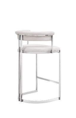 Picture of Modrest Munith - Modern White Vegan Leather + Stainless Steel Counter Chair