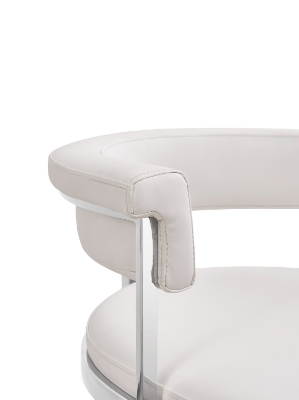 Picture of Modrest Munith - Modern White Vegan Leather + Stainless Steel Counter Chair