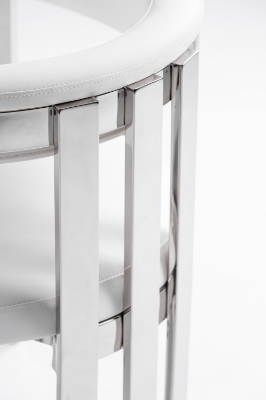 Picture of Modrest Pontiac - Modern White Vegan Leather + Stainless Steel Dining Chair