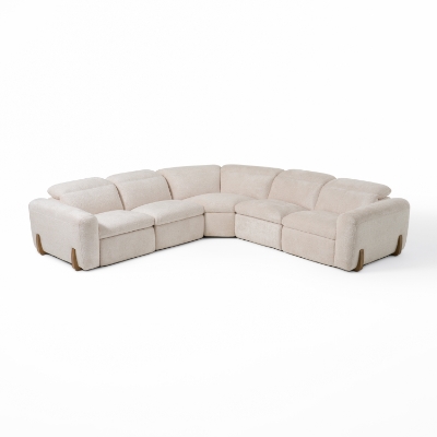 Picture of Divani Casa Conrad - Modern Beige Fabric Sectional With 3 Recliners