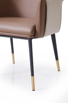 Picture of Modrest Calderon - Modern Brown & Beige Vegan Leather Dining Chair