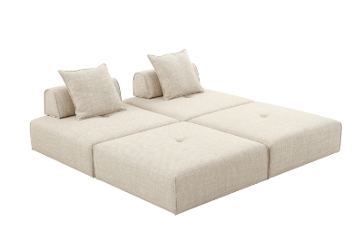 Picture of Divani Casa Mondo - Modern 4 Seat Modular Beige Fabric Sectional