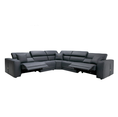 Picture of Lamod Italia Dalton - Modern Italian Grey Leather Sectional + 2 Recliners