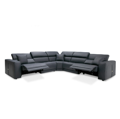 Picture of Lamod Italia Dalton - Modern Italian Grey Leather Sectional + 2 Recliners