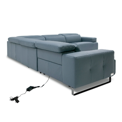 Picture of Lamod Italia Sorrento - Italian Steel Blue Leather Sectional Sofa with 2 Recliners