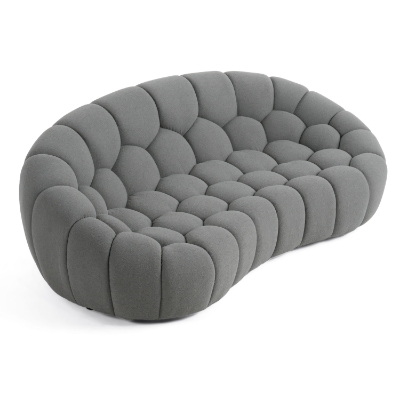 Picture of Divani Casa Yolonda - Modern Curved Light Grey Fabric Loveseat