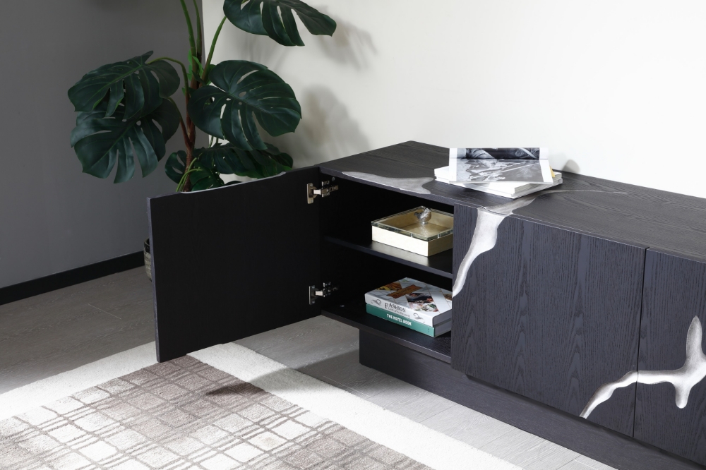 Picture of Modrest Aspen - Modern Matte Brown Ash & Silver TV Stand