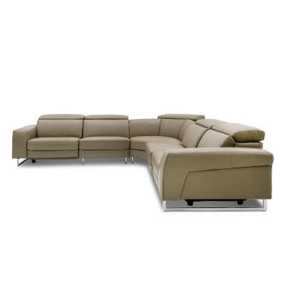 Picture of Lamod Italia Riviera - Italian Modern Taupe Leather Sectional Sofa w/ 2 Recliners