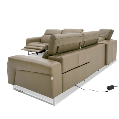 Picture of Lamod Italia Riviera - Italian Modern Taupe Leather Sectional Sofa w/ 2 Recliners